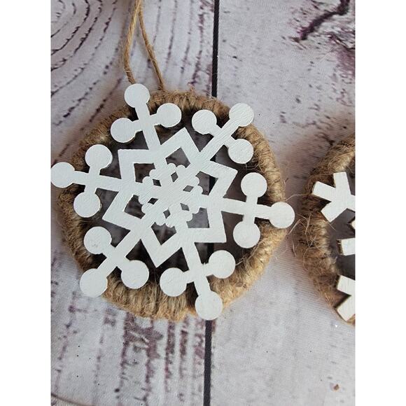 Handmade Rustic Snowflake Ornaments Set Of 3 - Picture 3 of 6